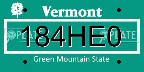 184HE0 Vermont License Plate