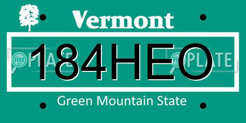 184HEO Vermont License Plate