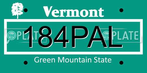 184PAL Vermont License Plate