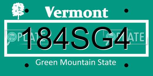 184SG4 Vermont License Plate