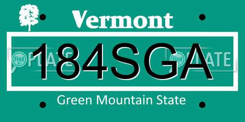 184SGA Vermont License Plate