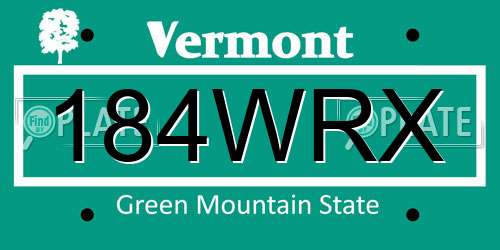 184WRX Vermont License Plate