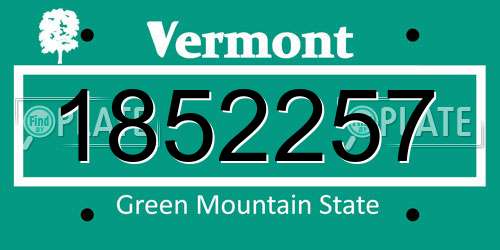 1852257 Vermont License Plate
