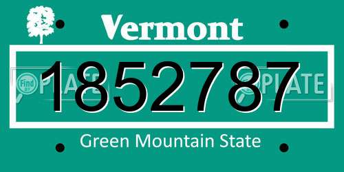 1852787 Vermont License Plate