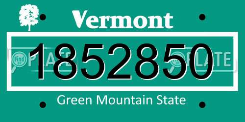 1852850 Vermont License Plate