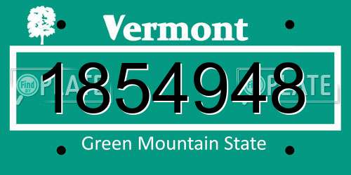 1854948 Vermont License Plate