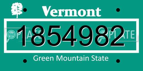 1854982 Vermont License Plate