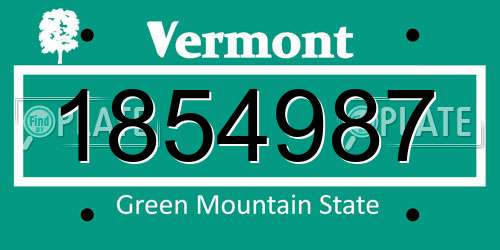 1854987 Vermont License Plate