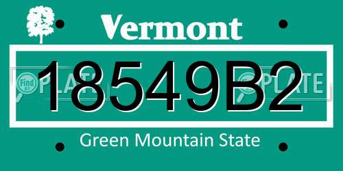 18549B2 Vermont License Plate