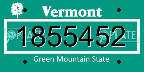 1855452 Vermont License Plate