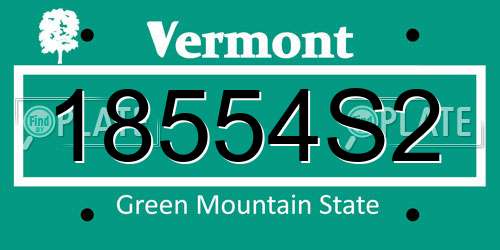 18554S2 Vermont License Plate