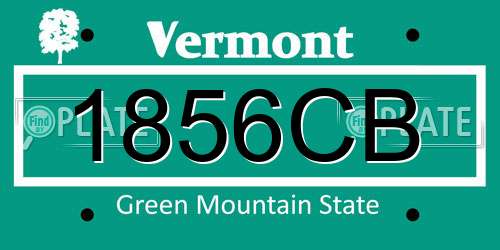 1856CB Vermont License Plate