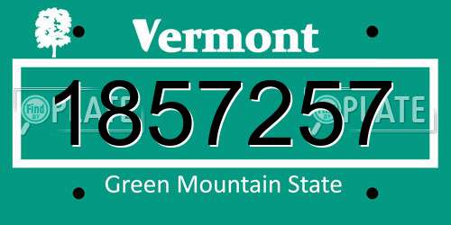 1857257 Vermont License Plate