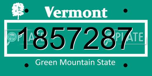 1857287 Vermont License Plate