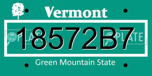 18572B7 Vermont License Plate