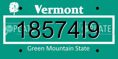 18574I9 Vermont License Plate