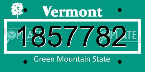 1857782 Vermont License Plate