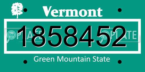1858452 Vermont License Plate