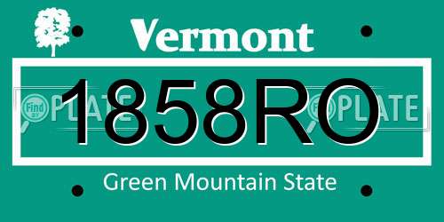 1858RO Vermont License Plate