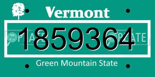 1859364 Vermont License Plate