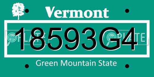 18593G4 Vermont License Plate