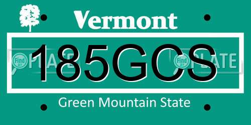 185GCS Vermont License Plate