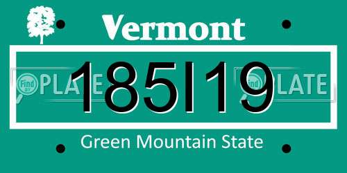 185I19 Vermont License Plate