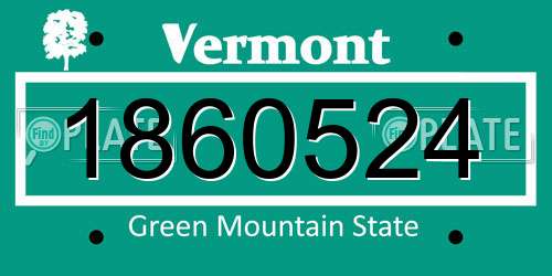 1860524 Vermont License Plate