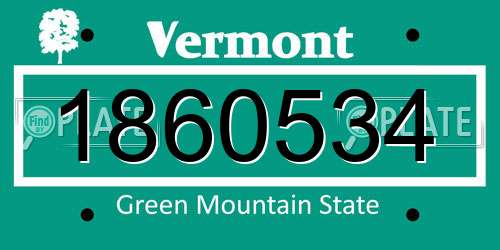 1860534 Vermont License Plate