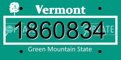 1860834 Vermont License Plate