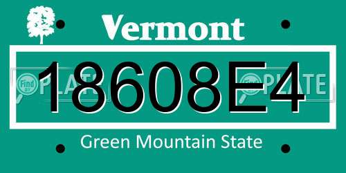 18608E4 Vermont License Plate