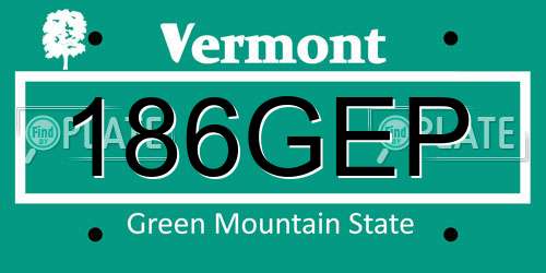 186GEP Vermont License Plate