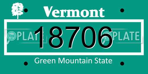 18706 Vermont License Plate
