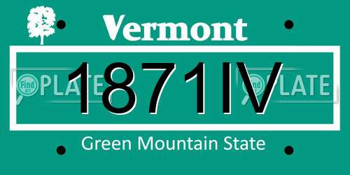 1871IV Vermont License Plate