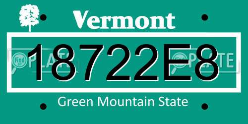 18722E8 Vermont License Plate