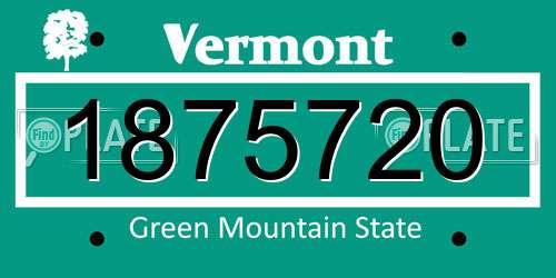 1875720 Vermont License Plate
