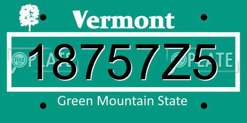 18757Z5 Vermont License Plate