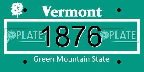 1876 Vermont License Plate