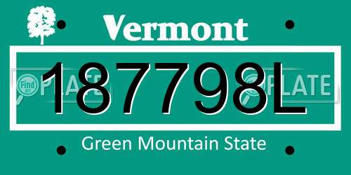 187798L Vermont License Plate