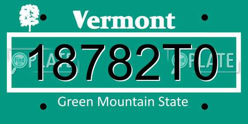 18782T0 Vermont License Plate