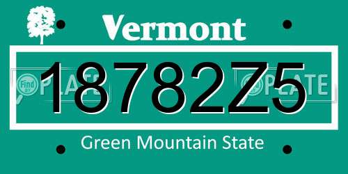 18782Z5 Vermont License Plate