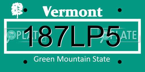 187LP5 Vermont License Plate