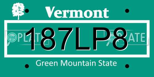 187LP8 Vermont License Plate