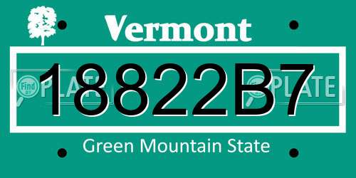 18822B7 Vermont License Plate