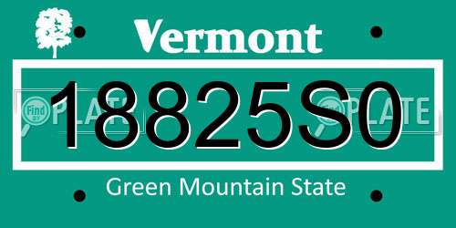 18825S0 Vermont License Plate