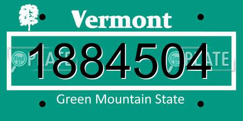1884504 Vermont License Plate