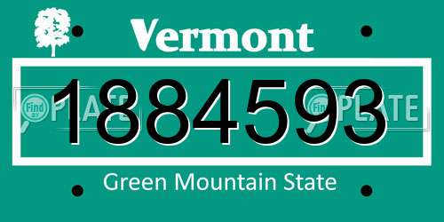 1884593 Vermont License Plate
