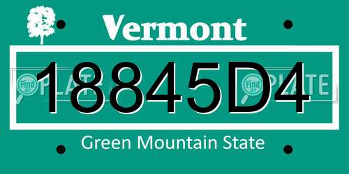 18845D4 Vermont License Plate