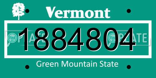 1884804 Vermont License Plate