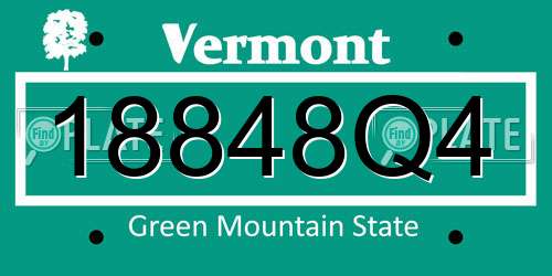 18848Q4 Vermont License Plate
